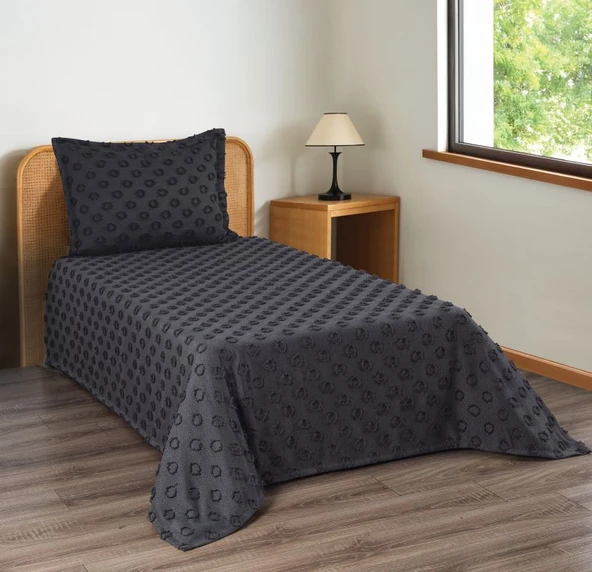 Ponpon Desenli 2 Parça Tek Kişilik Yatak Örtüsü