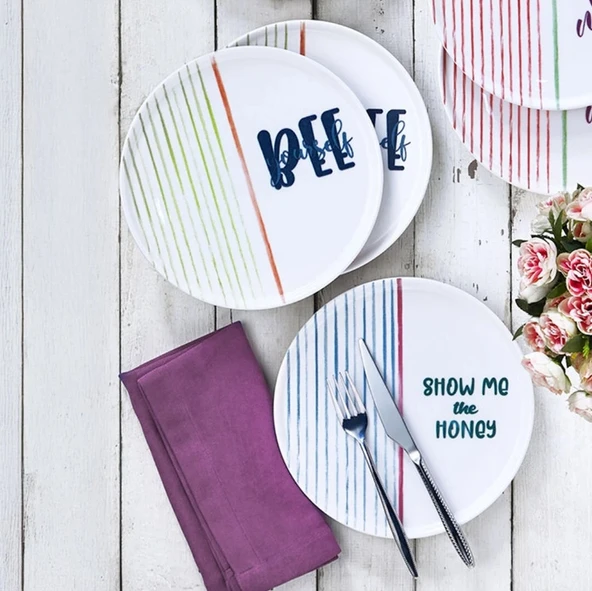 Fecra Text 6 Parça Pasta Tabağı Seti - 3