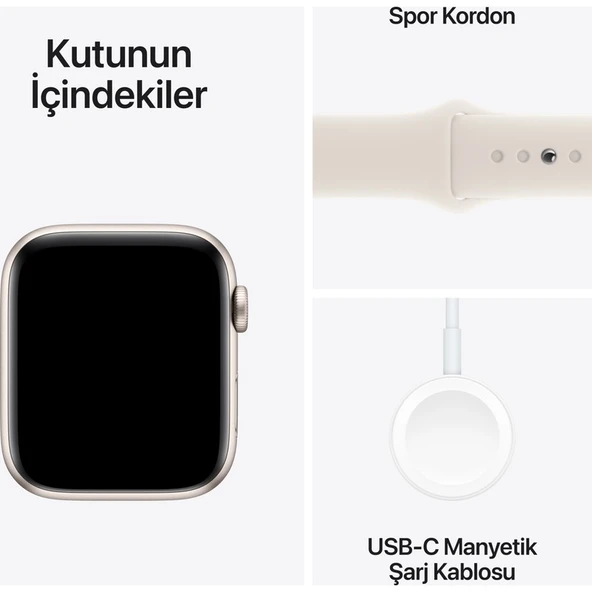 Apple Watch SE GPS, 40 mm Yıldız Işığı Alüminyum Kasa ve Yıldız Işığı Spor Kordon - M/L - 7