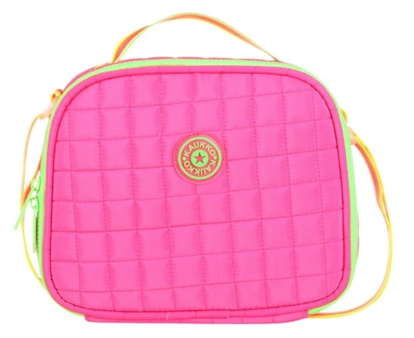Kaukko Pembe Yeşil Kız Çocuk Kapitone Isı Yalıtımlı (Termoslu) Beslenme Çantası - K9046 - Resim 2