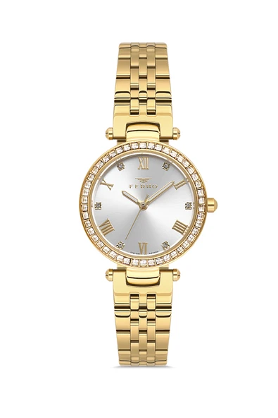 Ferro FL21593AWT-B Quartz Çelik Altın Rengi 30 mm Kadın Kol Saati