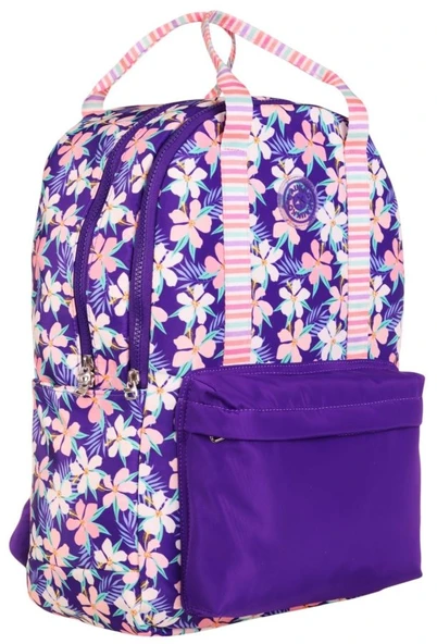 Kaukko K1763 Kız Çocuk/Kadın (Mor - Çiçek Desenli) Okul ve Günlük Sırt Çantası ürün görseli