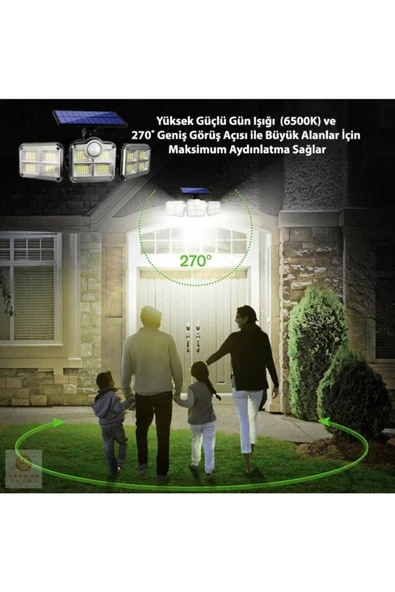 Kumandalı Solar Güneş Enerjili 122 Ledli Hareket Sensörlü Bahçe Aydınlatma Sokak Lambası - 2