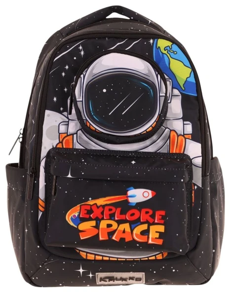 Kaukko Toys Erkek Çocuk 3D Astronot Şekilli İlkokul ve Günlük Sırt Çantası - Siyah - L5253 - Resim 2