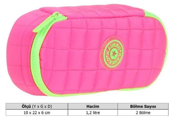 Kaukko Kız Çocuk Pembe Özel Bölmeli Organizer Okul ve Günlük Kalem Çantası - K2622 - Resim 4