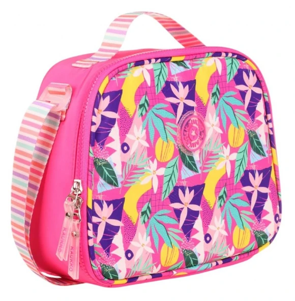Kaukko Kız Çocuklar İçin Isı Yalıtımlı Thermo Beslenme Çantası - Pembe- Yaprak Desenli - K9037 ürün görseli