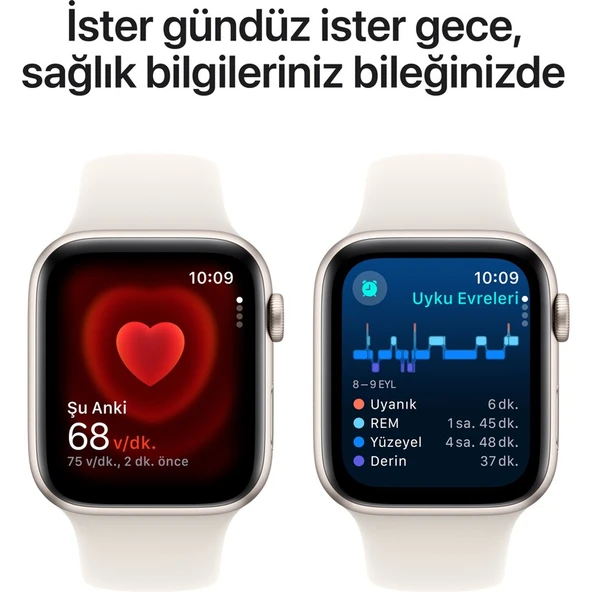 Apple Watch SE GPS, 40 mm Yıldız Işığı Alüminyum Kasa ve Yıldız Işığı Spor Kordon - M/L - 5