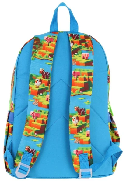 Kaukko Kids Üç Bölmeli (Mavi Yeşil - Craft Baskılı) Erkek Çocuk Okul ve Günlük Sırt Çantası - L5280 - Resim 3