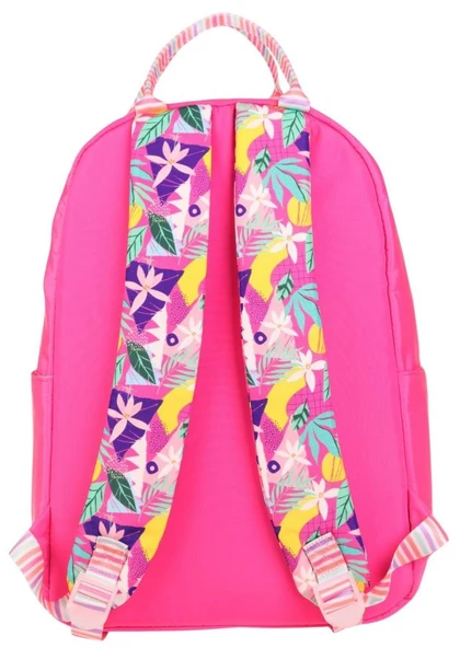 Kaukko K1762 Kız Çocuk/Kadın (Pembe - Yaprak Desenli) Okul ve Günlük Sırt Çantası - Resim 3