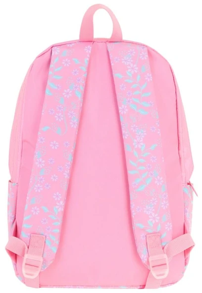 Kaukko Soft Floral Kız Çocuk Üç Bölmeli Pembe Çiçekli Okul Sırt Çantası - K1794 - Resim 3