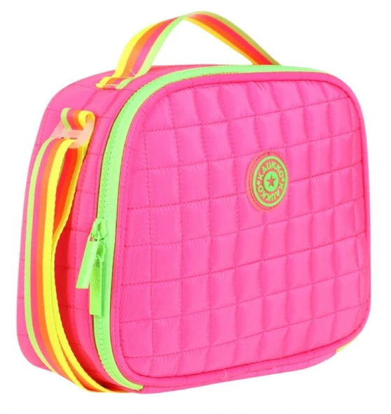 Kaukko Pembe Yeşil Kız Çocuk Kapitone Isı Yalıtımlı (Termoslu) Beslenme Çantası - K9046 ürün görseli