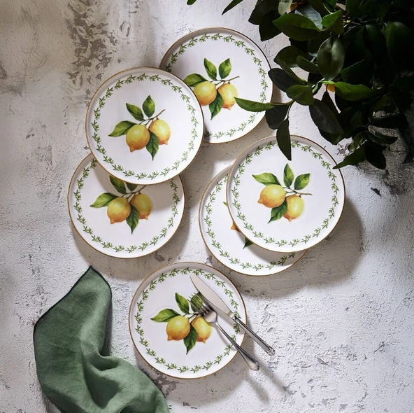 Fecra Lemone 6 Parça Pasta Tabağı Seti