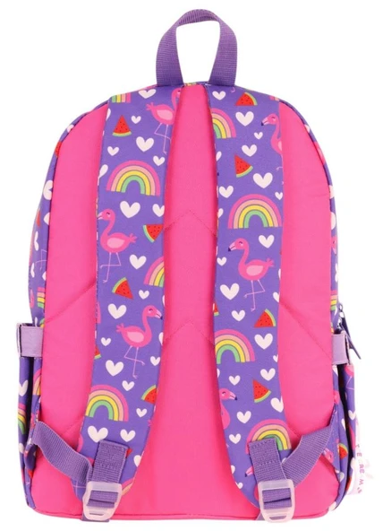 Kaukko Kids Üç Gözlü (Kız Çocuk) Okul Sırt Çantası (Flamingo Nakışlı ve Baskılı) - L5226 - Resim 3