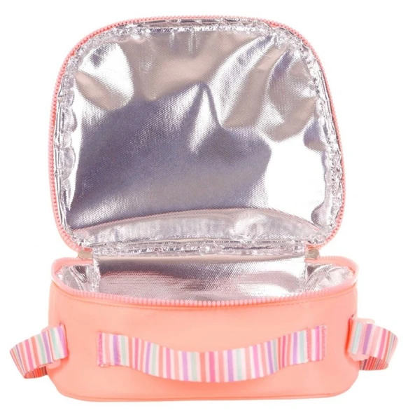 Kaukko Kız Çocuklar İçin Isı Yalıtımlı Thermo Beslenme Çantası - Somon- Çizgili - K9041 - Resim 3