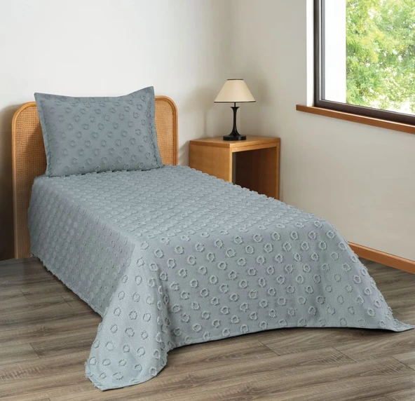 Ponpon Desenli 2 Parça Tek Kişilik Yatak Örtüsü - 8