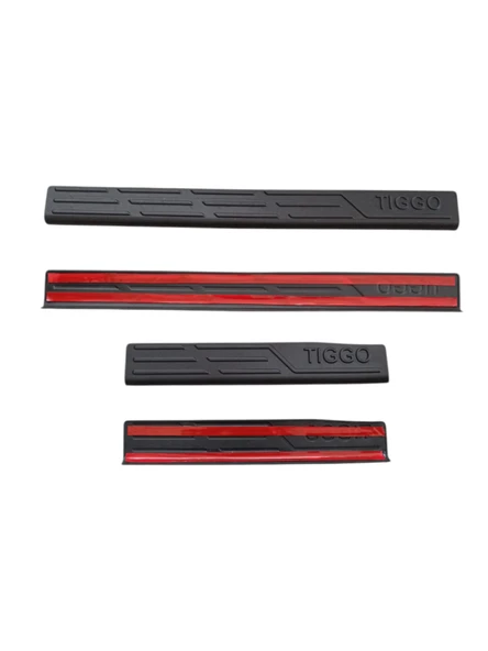 Chery Tiggo 8 Pro Plasik Yapışkanlı Araba Kapı Eşiği 4'lü Siyah - Resim 3