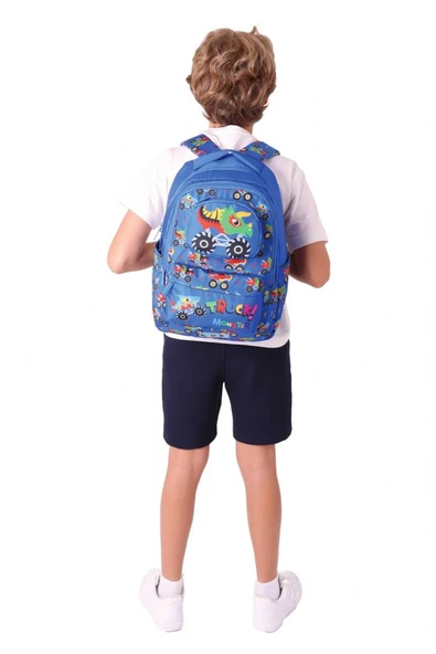 Kaukko Toys Erkek Çocuk 3D Kamyon Şekilli İlkokul ve Günlük Sırt Çantası - Mavi - L5255 - Resim 6