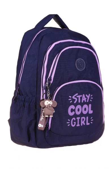 Kaukko Crazy Dört Bölmeli Kız Çocuk/Kadın Okul ve Günlük Sırt Çantası - Lacivert Mor (Krinkıl Kumaş) K1680 ürün görseli