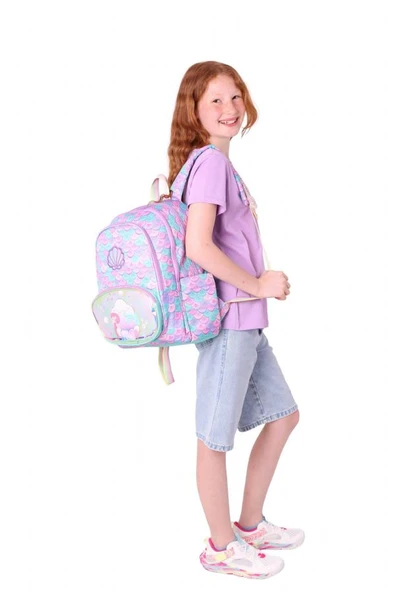 Kaukko Kids Üç Gözlü (Kız Çocuk) Okul Sırt Çantası (Denizkızı Nakışlı ve Baskılı) - L5225 - 5