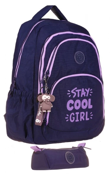 Kaukko Krinkıl Okul Sırt Çantası ve Kalemlik Seti - Lacivert Mor - Kız Çocuk (K1680+K2645) ürün görseli