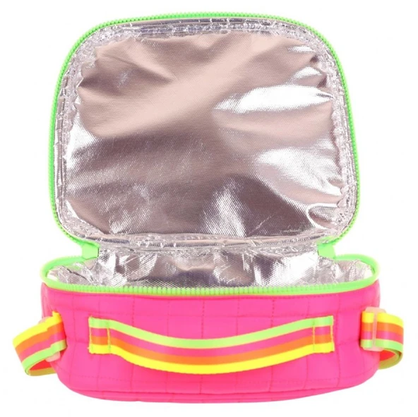 Kaukko Pembe Yeşil Kız Çocuk Kapitone Isı Yalıtımlı (Termoslu) Beslenme Çantası - K9046 - Resim 3