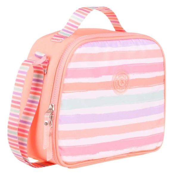 Kaukko Kız Çocuklar İçin Isı Yalıtımlı Thermo Beslenme Çantası - Somon- Çizgili - K9041 ürün görseli