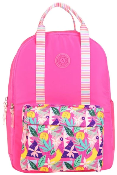 Kaukko K1762 Kız Çocuk/Kadın (Pembe - Yaprak Desenli) Okul ve Günlük Sırt Çantası - Resim 2