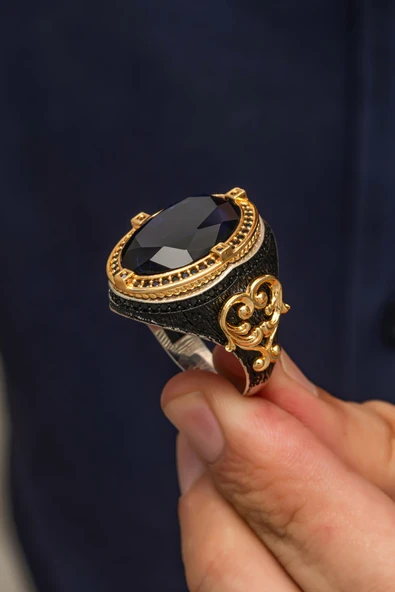 Parlament Lacivert Taşlı 925 Erkek Gümüş Yüzük ürün görseli