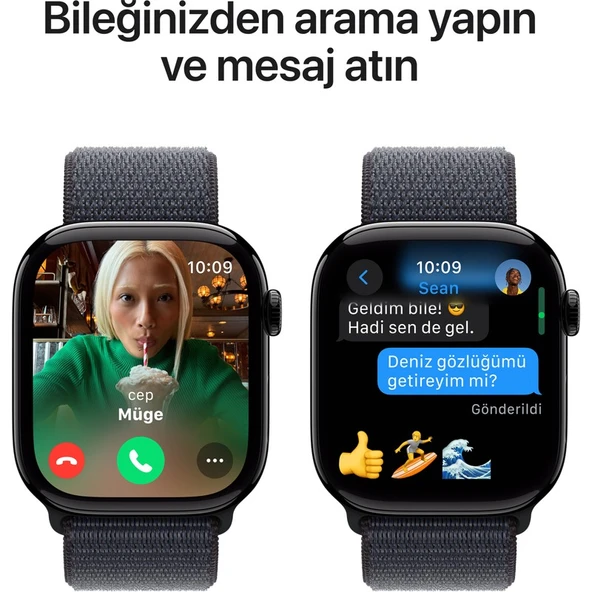 Apple Watch Series 10 GPS, 46 mm Simsiyah Alüminyum Kasa ve Mürekkep Moru Spor Loop - 7