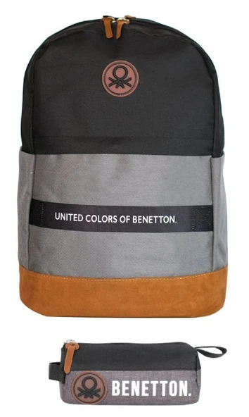 United Colors Of Benetton Retro Erkek Çocuk Çanta Seti - Siyah Gri