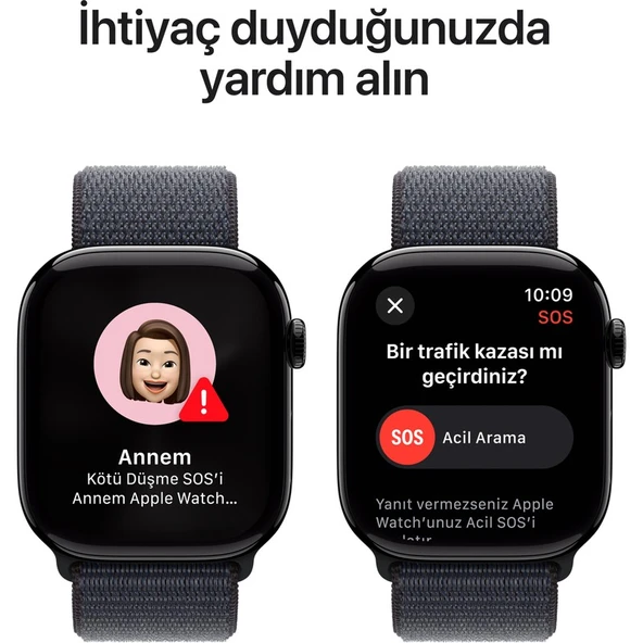 Apple Watch Series 10 GPS, 46 mm Simsiyah Alüminyum Kasa ve Mürekkep Moru Spor Loop - 6