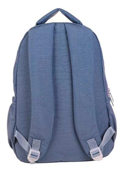 Kaukko Crazy Dört Bölmeli Kız Çocuk/Kadın Okul ve Günlük Sırt Çantası - Gri Pembe (Krinkıl Kumaş) K1687 - Resim 3