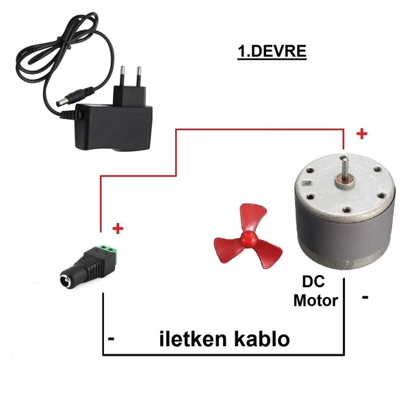 Kutulu 3 in 1 Basit Motor Deney Seti (3 Devre) - Öğrenci Elektrik Devresi - Resim 4