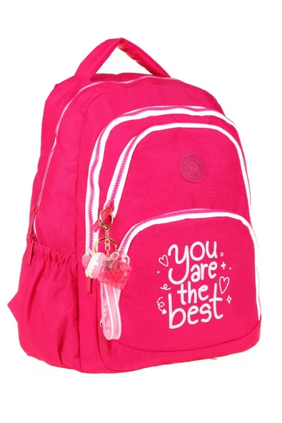 Kaukko Crazy Dört Bölmeli Kız Çocuk/Kadın Okul ve Günlük Sırt Çantası - Pembe (Krinkıl Kumaş) K1679 ürün görseli