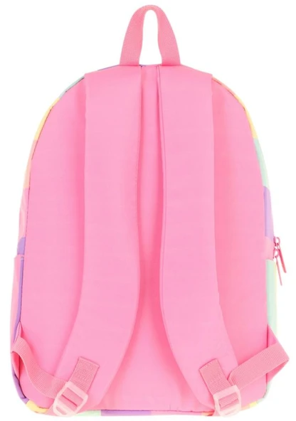 Kaukko Rainbow Kız Çocuk Üç Bölmeli İlkokul ve Ortaokul Çantası - Pembe Çok Renkli Çizgili - K1802 - 3