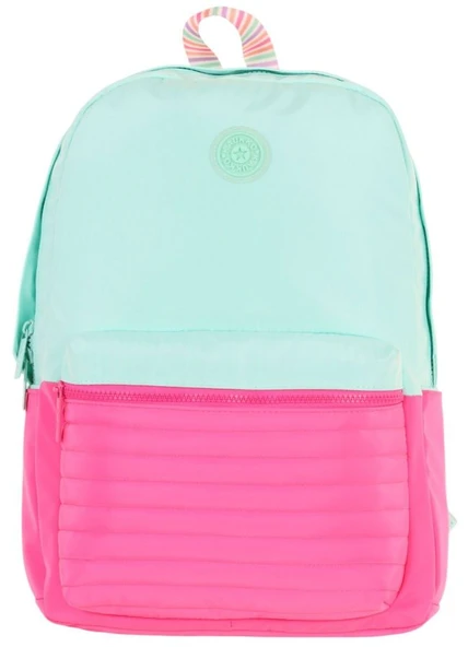 Kaukko Quick Kız Çocuk Üç Bölmeli Yeşil Pembe Kapitone Detaylı Okul Sırt Çantası - K1790 - Resim 2