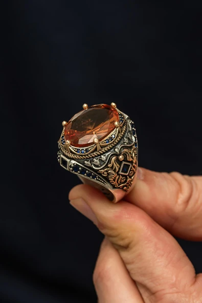 Fetih Koleksiyonu Zultanit Taşlı 925 Erkek Gümüş Yüzük ürün görseli