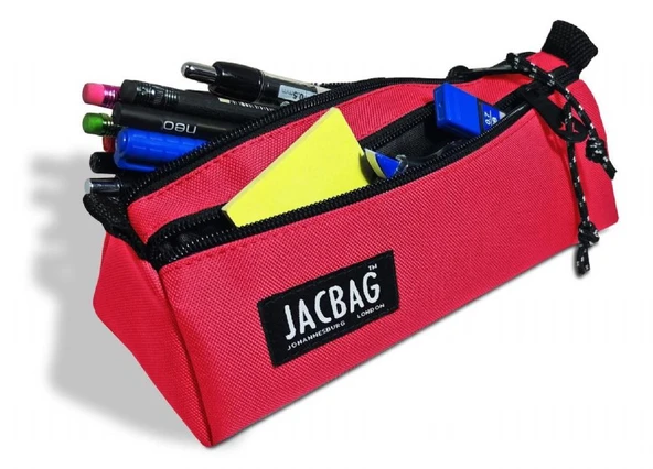 Jacbag Dual Prime İki Bölmeli Üçgen Kırmızı Kız Çocuk Kalem Çantası ürün görseli