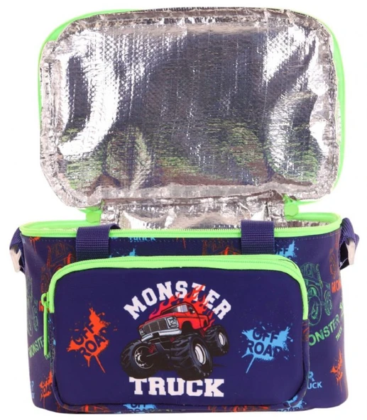 Kaukko Kids Thermo Isı Yalıtımlı Erkek Çocuk Monster Truck Yeşil Lacivert Beslenme Çantası L7279 (İki Bölmeli) - Resim 3