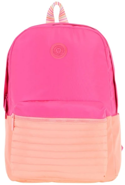 Kaukko Quick Kız Çocuk Üç Bölmeli Pembe Turuncu Kapitone Detaylı Okul Sırt Çantası - K1789 - Resim 2