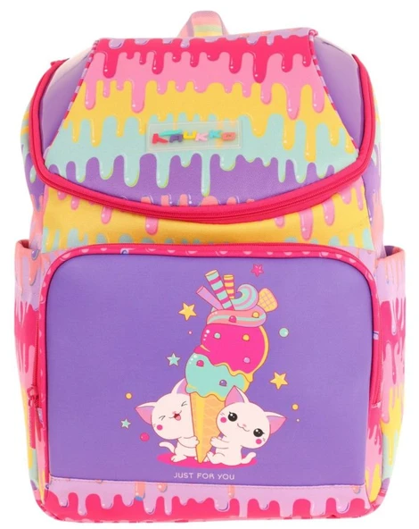 Kaukko İki Bölmeli Ergonomik Kız Çocuk Okul Çantası (Sarı Mor - Dondurma Baskılı) - L5247 - Resim 2
