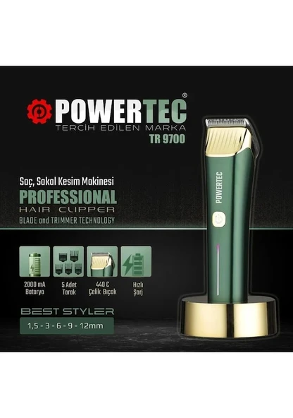 Powertec TR-9700 Profesyonel Saç Sakal Tıraş Makinesi - 3