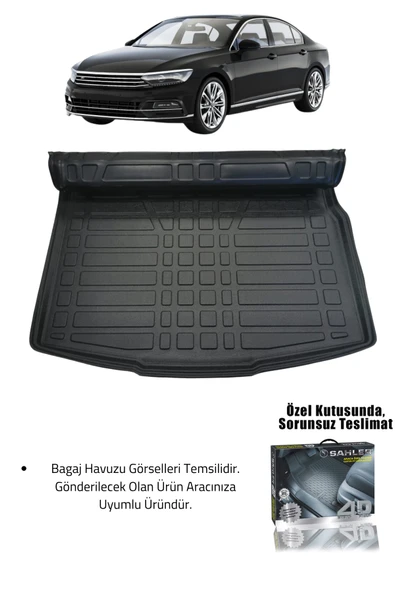 Sahler Volkswagen Passat B8 2015-2023 Uyumlu 4.5D Premium Havuzlu Oto Paspas ve Liner Marka 3D Bagaj Havuzu - Resim 2