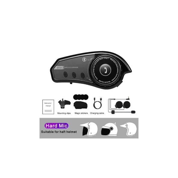 Bt35 Kask Kulaklık Bluetooth 5.0 Motosiklet Interkom Su Geçirmez Kablosuz Kulaklık - 3