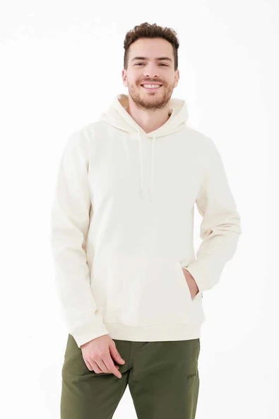 2AS Oliver Erkek Kapüşonlu Sıfır Yaka Sweatshirt Beyaz