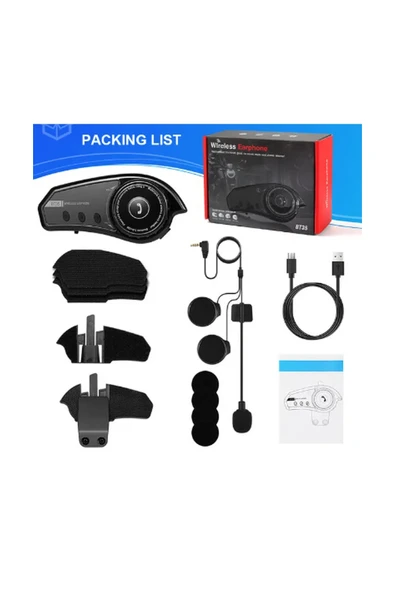 Bt35 Kask Kulaklık Bluetooth 5.0 Motosiklet Interkom Su Geçirmez Kablosuz Kulaklık - 2