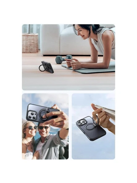 Mcdodo PC-4930 iPhone 16 Halka Standlı Magsafe Siyah Kapak - 4
