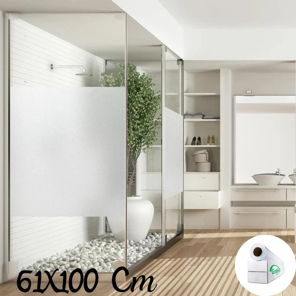 61 Cm x 1 Metre Cam Kumlama, Ofis, Duşakabin ve Balkon Camı Buzlu Kaplama Folyosu - 6