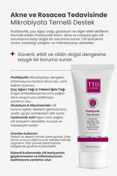 TTO CLINIC Postbiyotik Yüz Kremi 50 ml - Resim 3