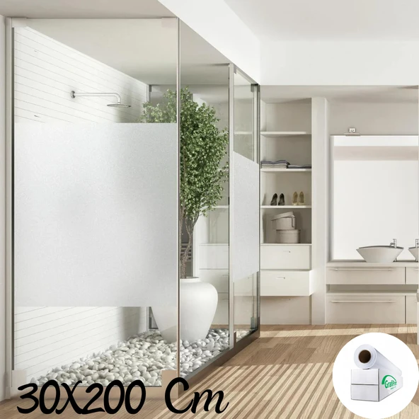 30 Cm x 2 Metre Cam Kumlama, Ofis, Duşakabin ve Balkon Camı Kaplama Folyosu - 7